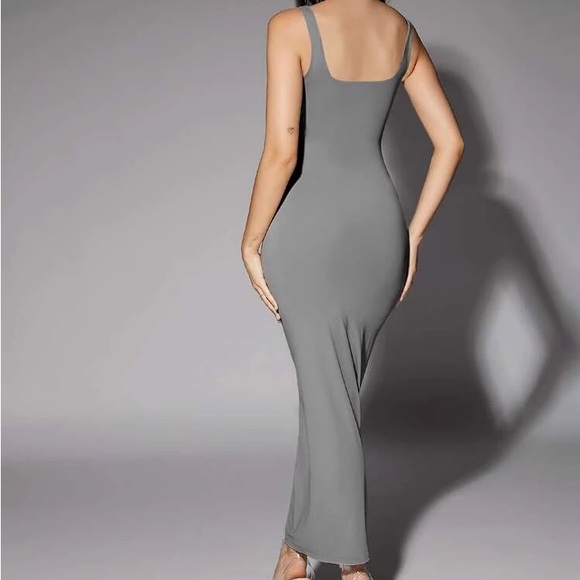 FITTED LONG GREY DRESS - Picture 3 of 6